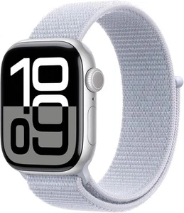 Apple Watch Series 10 42 mm boîtier en aluminium bleu nuage boucle sport argent MWWD3LW/A - Photo 1 sur 7