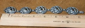 Vintage Danecraft Sterling Silver Calla Lily Panel Link 7 " Bracelet - Picture 1 of 7