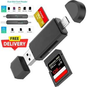 Micro USB OTG to USB 2.0 Adapter SD/Micro SD Card Reader With Standard USB Male - Picture 1 of 7