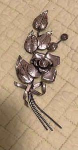 Vintage signierte "Sterling" Silber Brosche Anstecknadel Blume Rosenblätter 4,5" - Bild 1 von 5