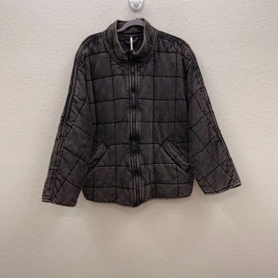 Free People Dolman 绗缝针织全拉链超大夹克女式 L 码 — 第 1/4 张图片