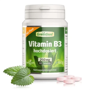 Vitamin B3 (Mit Flush!), Hochdosiert, 250Mg - 180 Tabletten, Vegan, Niacin - Bild 1 von 7