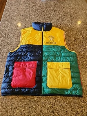 Tommy Hilfiger Hombres XXL Abajo Chaleco Abombado Nuevo con Etiquetas Bloque de Color Bandera Retro Foto 1 de 4