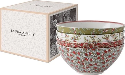 Juego de 4 cuencos de porcelana LAURA ASHLEY Heritage Collectables azul oscuro floral NUEVO Foto 1 de 4