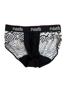 Pikante 8803 Boutique Classic Brief Black White Geometric Print Medium M - Picture 1 of 3