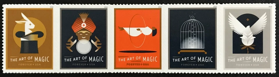 2018 Scott #5301-5305 - Forever - THE ART OF MAGIC - Strip of 5 Stamps - Mint NH - Image 1 of 1