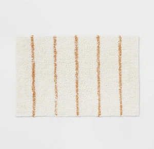 Threshold Modern Tufted Stripe 100% Cotton Bath Rug - Cream/Yellow 20”x 30” NEW - Picture 1 of 7