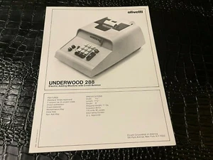 1980s VINTAGE AD SHEET #3947 UNDERWOOD OLIVETTI 288 CALCULATOR - Imagen 1 de 1