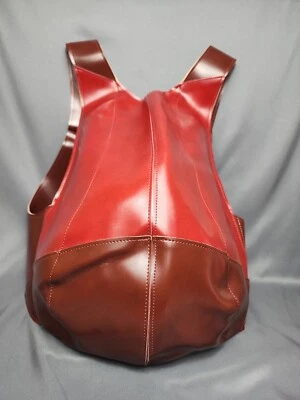 MODA DI STRADA - Anti Theft Backpack Red & Brown Leather Travel Bag - Image 1 of 4