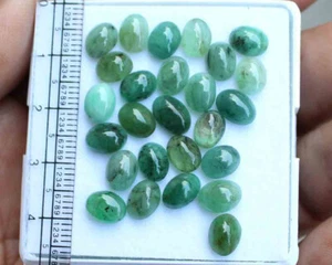 23.80 CT 26 Pcs NATURAL ZAMBIAN EMERALD OVAL CABOCHON GEMSTONE LOT - Picture 1 of 3