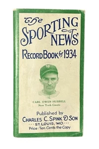 Libro dei dischi vintage 1934 The Sporting News con copertina Carl Hubbell primi vecchi - Foto 1 di 2