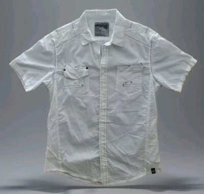 Camisa Machine Blanca Manga Corta Hombre L Grande 100% Algodón Club Fiesta Ligera Foto 1 de 4