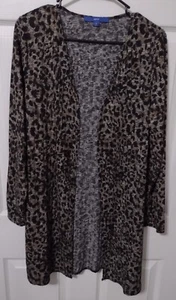 Apt 9 Women's Long Cardigan Brn/Blk Leopard Print, Long Sleeve, Medium  - Picture 1 of 5