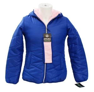 Sequoia Youth Girl's 16 Blue Hooded Quilted Faux Fur Lined Zip Front Jacket - Picture 1 of 7