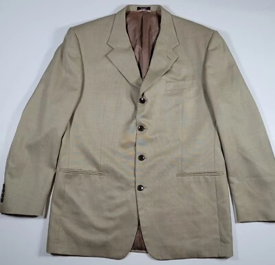 Traje Albert Nipon Para Hombres 44 Chaqueta Traje Negocios Mezcla Lana/Seda Beige 4 Botones    Foto 1 de 4