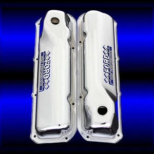 Cubiertas de válvula Cleveland 351 cromadas para motores Ford 351 Cleveland con emblemas - Imagen 1 de 1