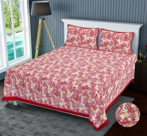 Beautiful King Size Designer Cotton Bedsheet 2 Pillow Bed Printed Covers - Picture 1 of 4