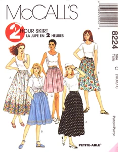 McCall's 8224 ~ 2 Hour Skirt-Misses Skirt In 3 Lengths-Back Zipper ~ 10-12-14 - Picture 1 of 4