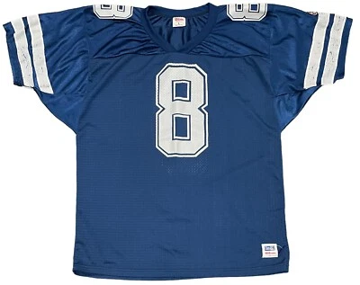 Camiseta de fútbol vintage #8 Troy Aikman Dallas Cowboys Wilson L Foto 1 de 4