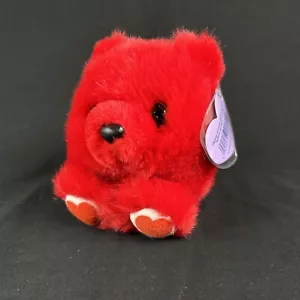 Vintage 1994 Puffkins Red Bear Bean Bag Plush 4" Tall with Tag Stuffed Animal - Picture 1 of 9