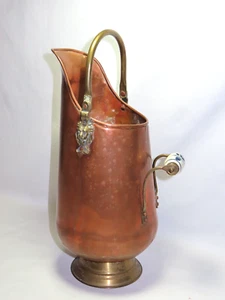 Vintage Holland Copper Brass Jug/Pitcher with Ceramic Handle & Lion Head Accents - Picture 1 of 17