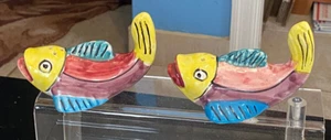 Colorful Unbranded Ceramic Salt & Pepper Shakers Set Approx 4.5" Long - Picture 1 of 9