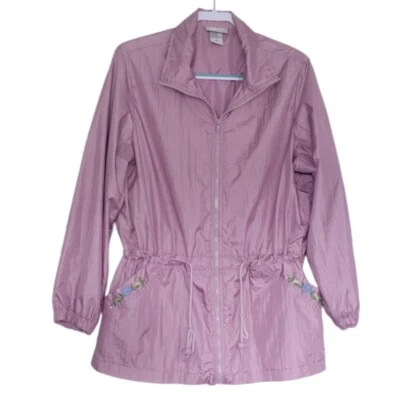 Chaqueta cortavientos Blair para mujer L abrigo grande cremallera bordada flores Grannycore Foto 1 de 4