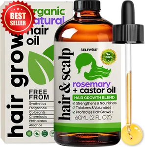 Organic Rosemary Castor Hair Oil Argan Coconut Jojoba Vitamin E Growth Serum 80 - Picture 1 of 12