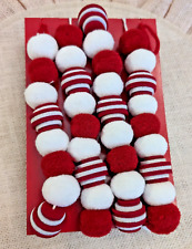 Red And White Felted Garland 6 ft Farmhouse Style Garland