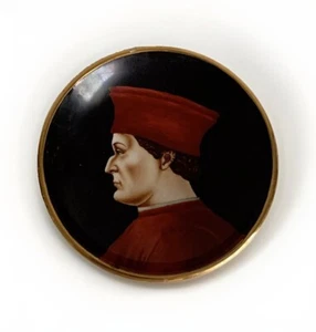 Vintage Portrait Duke D’Urbino Duca Hand Painted Porcelain 4” Plate Italy Rare - Picture 1 of 11