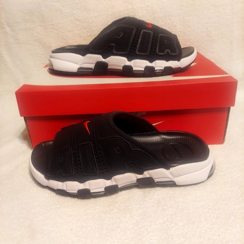 Sandali Nike Air More Uptempo Slides Uomo 8 Nero Bianco Rosso FJ2708 001 Nuovi con scatola