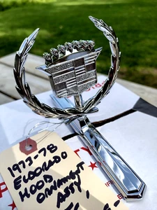 1973-1978 OEM Cadillac Eldorado Chrome Hood Ornament Emblem Assy Excellent~! - Bild 1 von 13