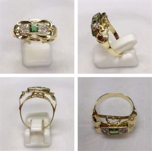Gorgeous 585 14k Yellow Gold & Tourmaline Women's Jewelry Ring 59 EU/ 9 US - Picture 1 of 1