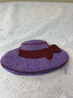 De Colección Colección C.Marie NUEVO Sombrero Rojo Púrpura Cuentas Cremallera Monedero/Cartera Foto 1 de 4