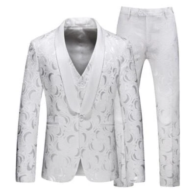 Chic Mens Blazer Suits Slim Fit Coat Vest Pants 3PCS Party Wedding Formal Casual - Image 1 of 4
