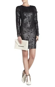 NEW BCBG Max Azria Jillea Embroidered Cutout Faux-Leather Dress, sz 2 - Picture 1 of 3
