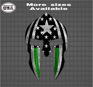 Thin Green Line Spartan Helmet Vinyl Decal Sticker | Military Car Window Decals - Bild 1 von 1