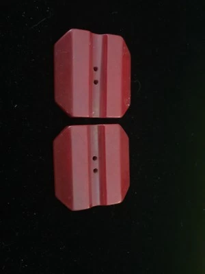 Pair Bakelite Button Lot Red Burgundy 2 hole Sweater Vintage Square Slotted - Image 1 of 2