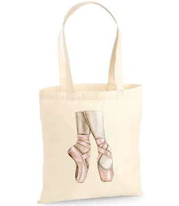 Pointe Shoes Dancer Ballet Tote Bag for Life twin handles sustainable gift bag - Picture 1 of 10