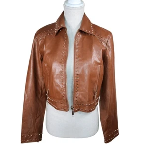 MICHAEL Michael Kors Moto Studded Jacket Size Small in Camel - Picture 1 of 16