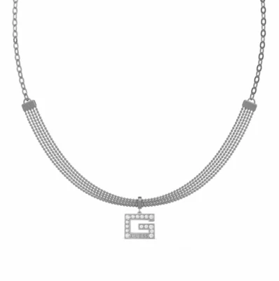 Collana Guess Donna Acciaio Argentata Centrale G Logo Zirconi Bianchi _UBN79055 - Immagine 1 di 4