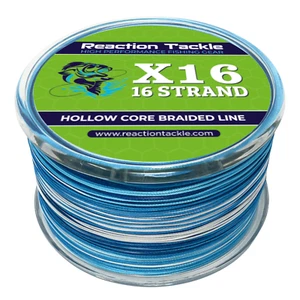 Reaction Tackle Hollow Core, 16 Strand Braided Fishing Line Easy Leader Splicing - Picture 1 of 14