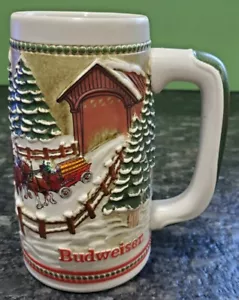 Budweiser Ceramarte Clydesdale Pferd Urlaub Weihnachten immergrüner Baum Schneestein - Bild 1 von 5