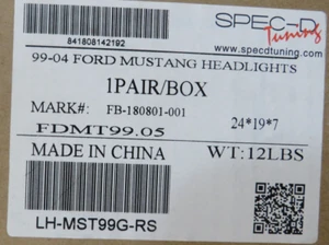 Par de faros ahumados negros para Ford Mustang 1999-2004 izquierda y derecha LH-MST99G-RS - Imagen 1 de 22