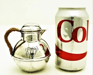 English Sterling Silver Pitcher creamer  w Lid & Raffia Wrapped Handle hallmark - Picture 1 of 16