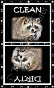 RACCOON DISHWASHER MAGNET - 1 PIECE MAGNET - Clean/Dirty *Ship FREE - Picture 1 of 2