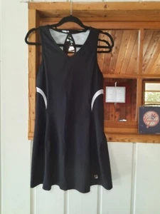 Fila Women's Black & White Fit & Flare Tennis Dress L Shelf Bra - Picture 1 of 5