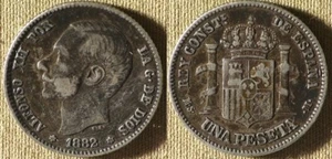 Spain : 1882MSM 1 Psta VF-XF Dark #686 IR7979 - Picture 1 of 1