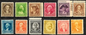 JUEGO BICENTENARIO DEL PRESIDENTE DE LOS ESTADOS UNIDOS #704-715 GEORGE WASHINGTON 1932 - 12 ESTAMPILLAS MNH EN MUY BUEN ESTADO - Imagen 1 de 2
