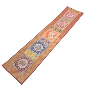 Dining Table Runner Mandala Elephant Woven Zari Brocade Banarasi Multi Color - Picture 1 of 11